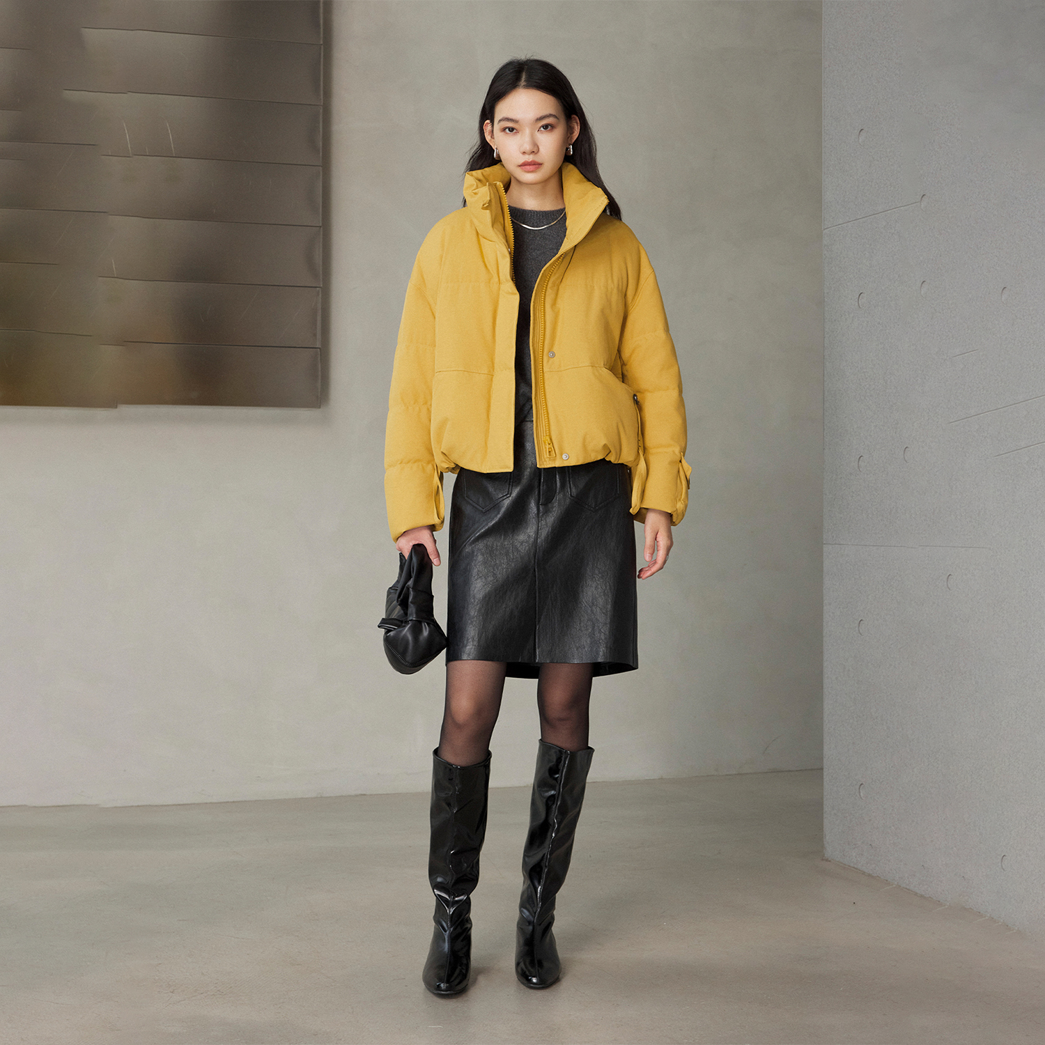 CLMX 经典立领塑气质时装感短款显瘦白鸭绒立领廓形小泡芙羽绒服