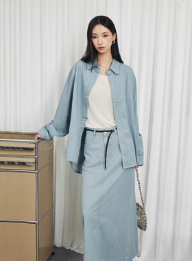 CLMX 复古水洗高密全棉斜纹牛仔 挺阔无龄感造型CP牛仔衬衫/半裙