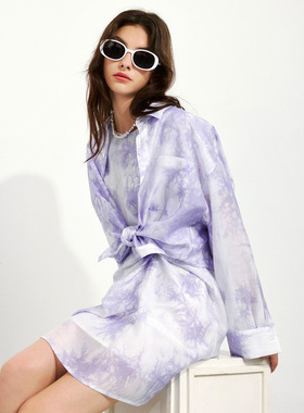 CLMX复古回潮 美式扎染风时髦减龄 轻盈显瘦扎染印花衬衫/连衣裙