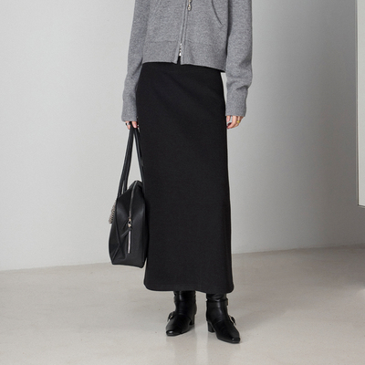 CLMX 双面复合针织布经典立裁H型包容性好打造建筑感松紧腰半身裙