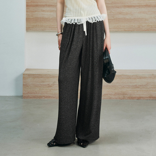 CLMX 软糯蓬松轻盈双色纱云感面料 宽松松紧腰抽绳阔腿休闲空气裤