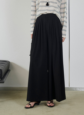 CLMX 十字纹肌理丝羊毛混纺面料 随性松弛感立体压褶宽松阔腿裤