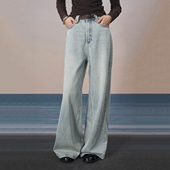 复古蓝调宽松牛仔裤 CLMX 甄选微弹棉莱赛尔斜纹牛仔 赠深棕长腰带