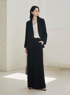 CLMX 轻盈凉爽肌理感Viscose亚麻面料 时髦通勤风宽松西装/阔腿裤