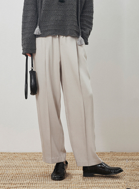 CLMX 高克重垂坠莱赛尔粗斜纹 Clean Fit风松紧腰抽绳九分西裤