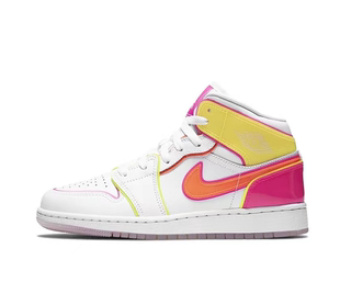 AJ1白黄粉糖果果冻钩中帮女子篮球鞋 CV4611 100 Jordan Mid Air