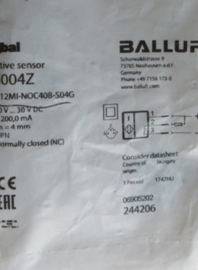 原装BALLUFF巴鲁夫传感器BES004Z BES M12MI-NOC40B-S04G接近开关