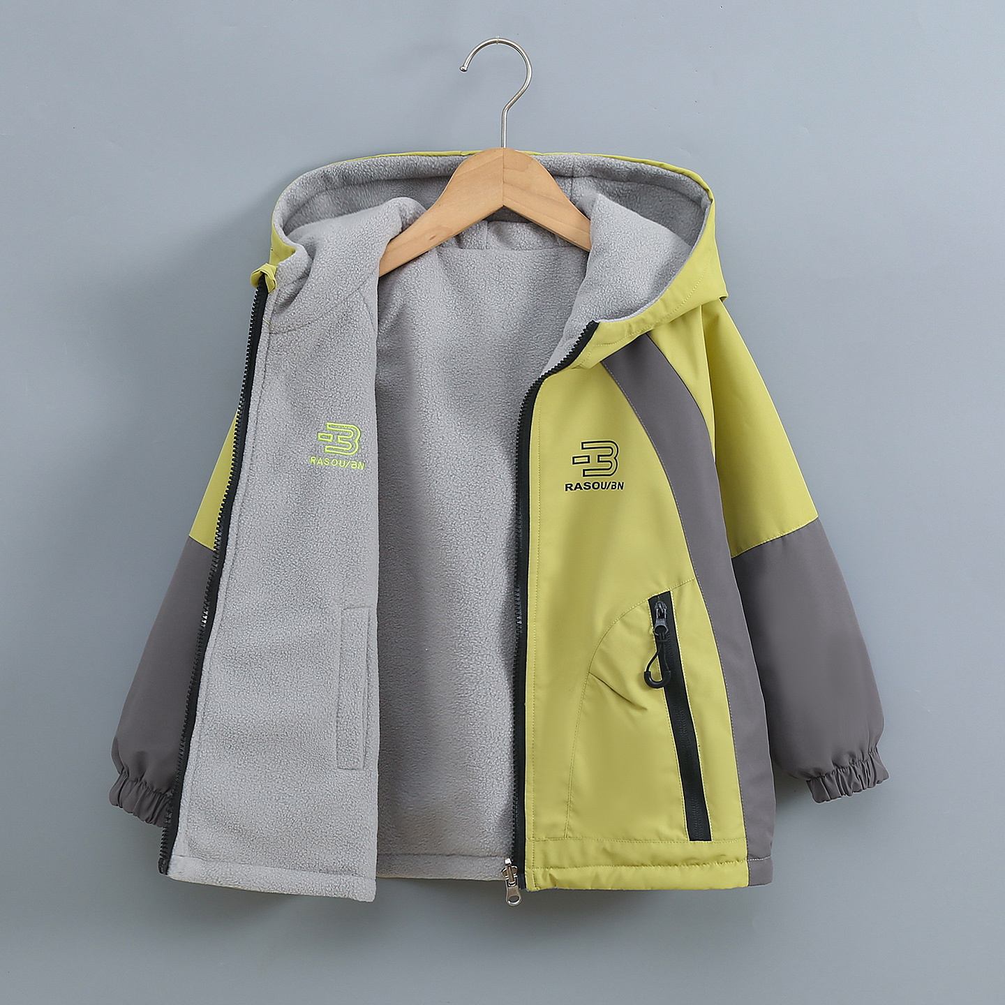 潮酷连帽外套男童户外风双面穿