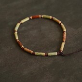 复古油画感石榴石天然水晶寿山石女民族风手机挂手腕防丢链子挂件