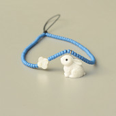 卡通可爱兔子小鸭小熊四叶草彩色细款 挂手腕包包钥匙扣挂件手机链