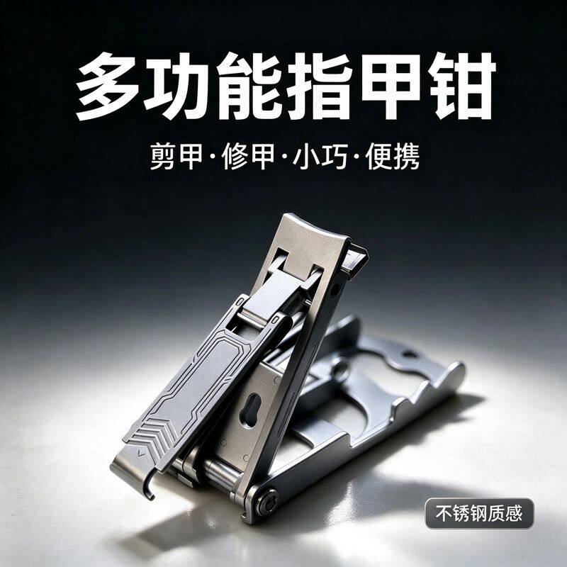 多功能折叠指甲钳不锈钢便携指甲刀随身迷你指甲剪家用修甲工具
