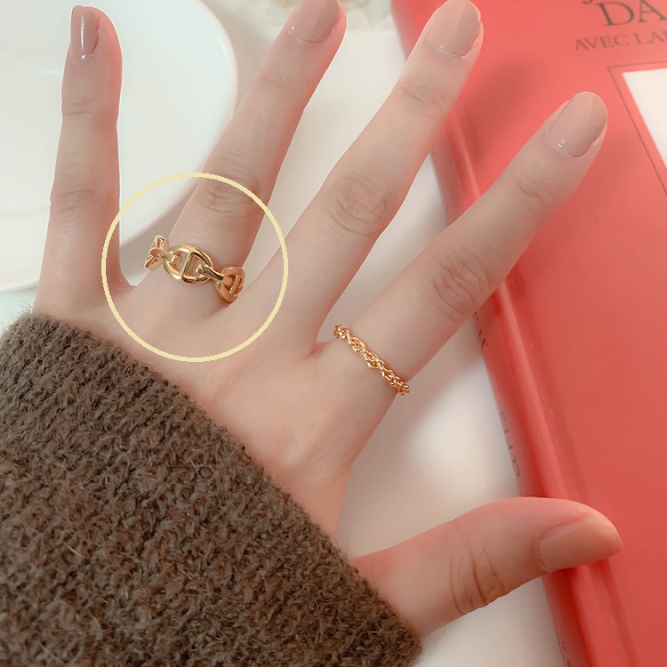 accacc韩国链条925银戒指