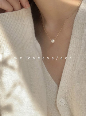 weloveeva/acc韩饰INS网红饰品店formule单颗珍珠项链925银