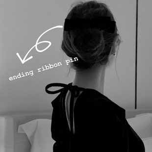 weloveeva SKINNYPIG进口天鹅绒黑色蝴蝶结发夹弹簧夹 acc韩饰