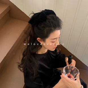 黑色大蝴蝶结发夹女2023发饰 acc韩饰复古法式 现已售4k weloveeva