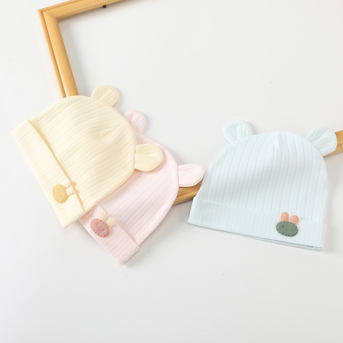 新生婴儿儿帽子婴幼男女刚出生兔宝宝可爱纯棉囟门胎帽春秋夏薄款