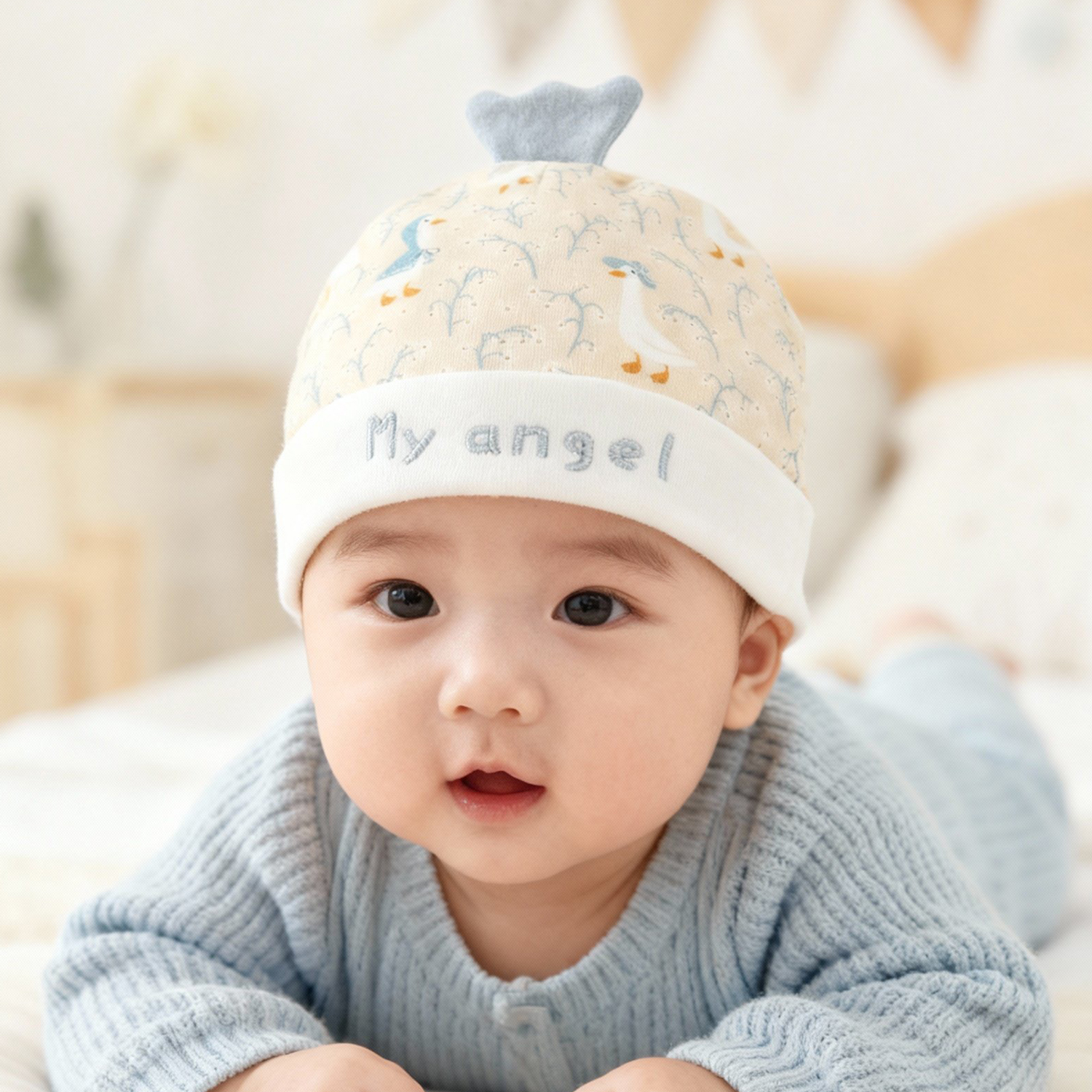 婴儿帽子春秋冬双层无骨