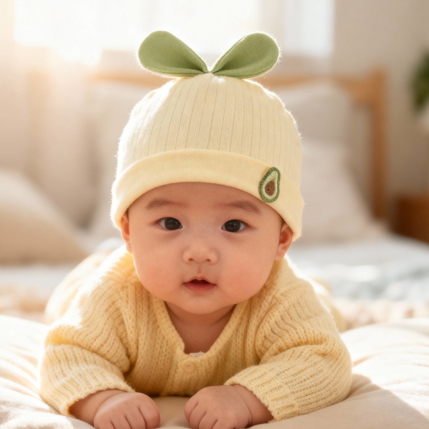 婴儿纯棉无骨双层胎帽春秋