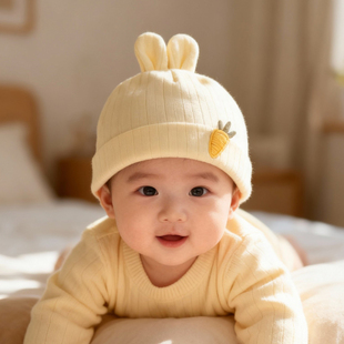 婴儿帽子纯棉秋冬可爱超萌护耳帽男女初生宝宝护囟门加厚夹棉胎帽