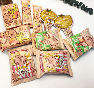卡皮巴拉零食果汁软糖棒棒糖薯条手指饼干虾片卡通儿童搭配喜礼