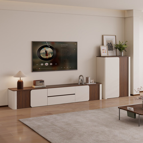 中古奶油风实木电视柜小户型客厅