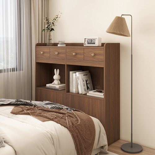 复古风实木夹缝床边柜卧室床尾柜