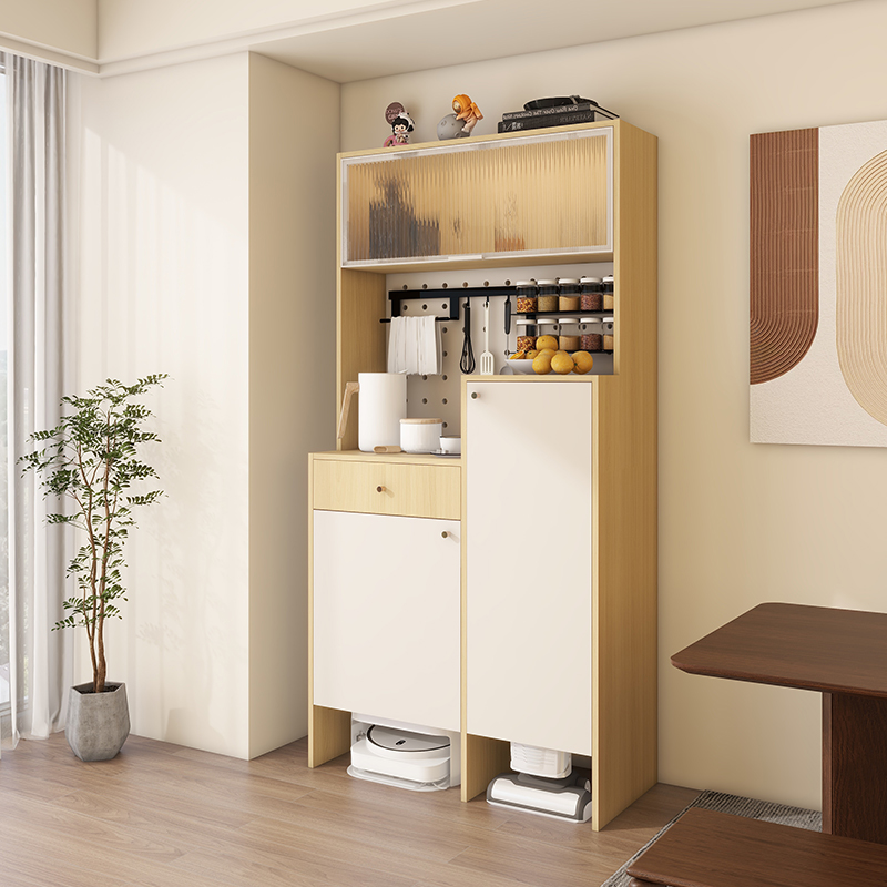 家用扫地机器人柜沙发边柜原木风