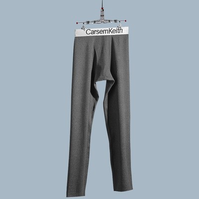 秋冬男士保暖裤薄绒紧身无缝裤防风加绒秋裤德绒修身一体裤打底裤