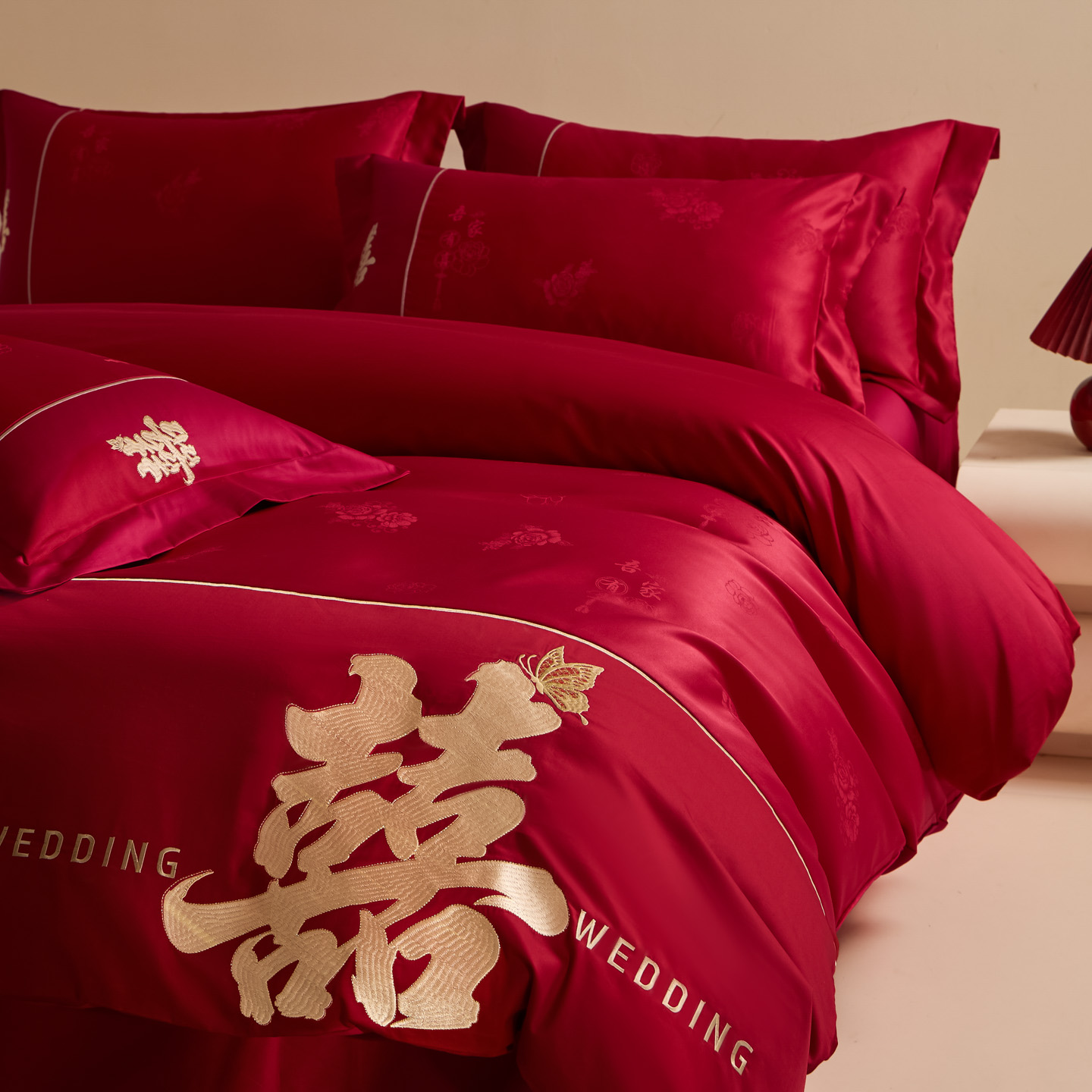 小红书爆款推荐不掉色婚庆四件套