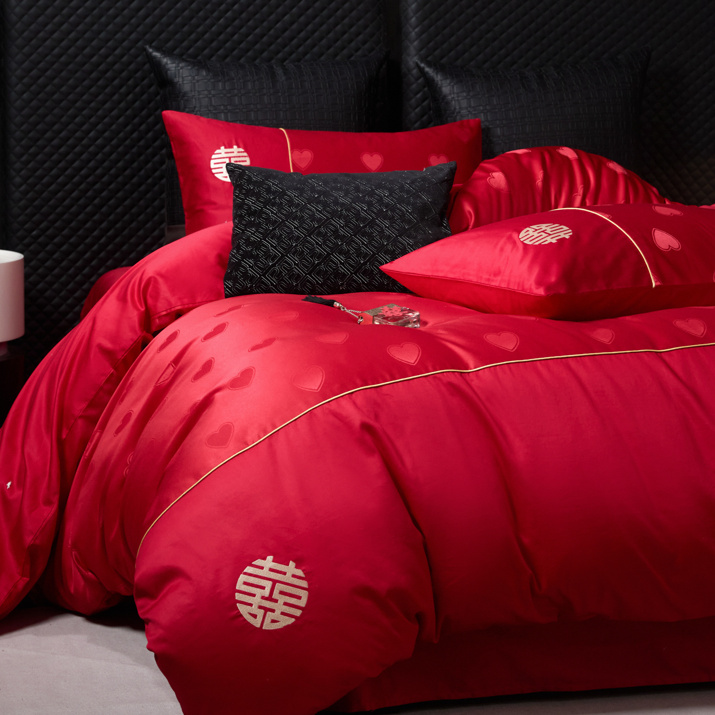 不掉色不起球高档中式结婚四件套