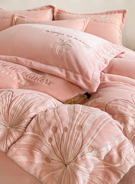 9斤加厚牛奶绒四件套冬季双面珊瑚绒床单被套法莱绒保暖床上用品4