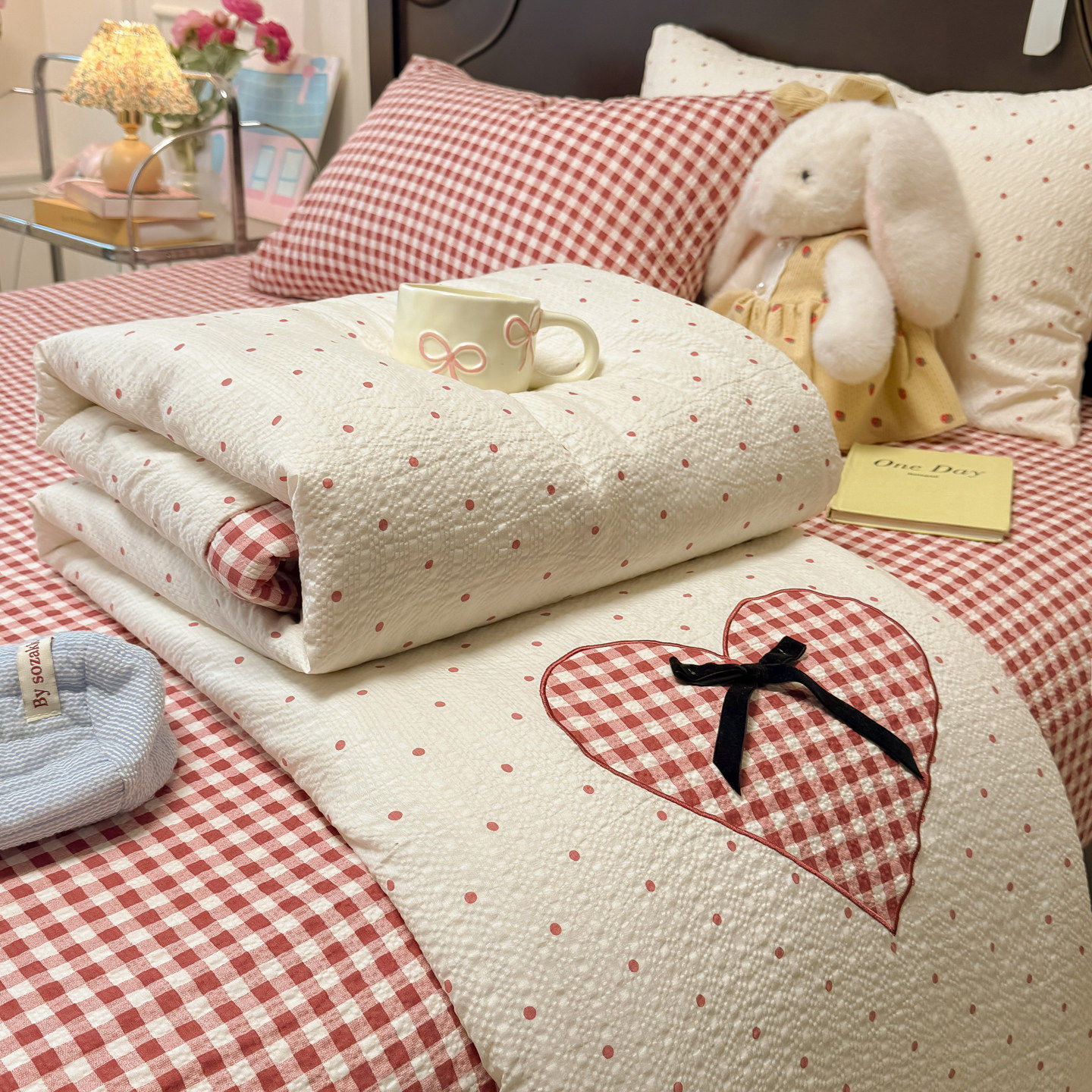 波点格子丨泡芙棉夏凉被四件套夏季裸睡可机洗空调被公主风薄被子