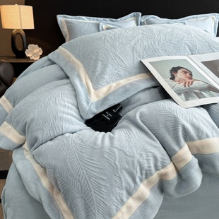 高端冬季牛奶绒四件套加厚双面珊瑚绒床单被套法莱绒保暖床上用品