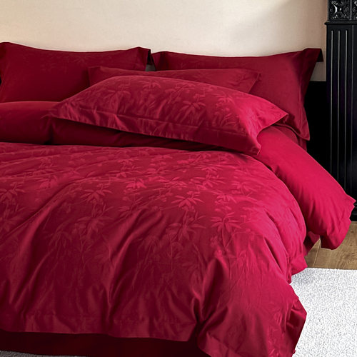 高档全棉加厚磨毛婚庆四件套大红