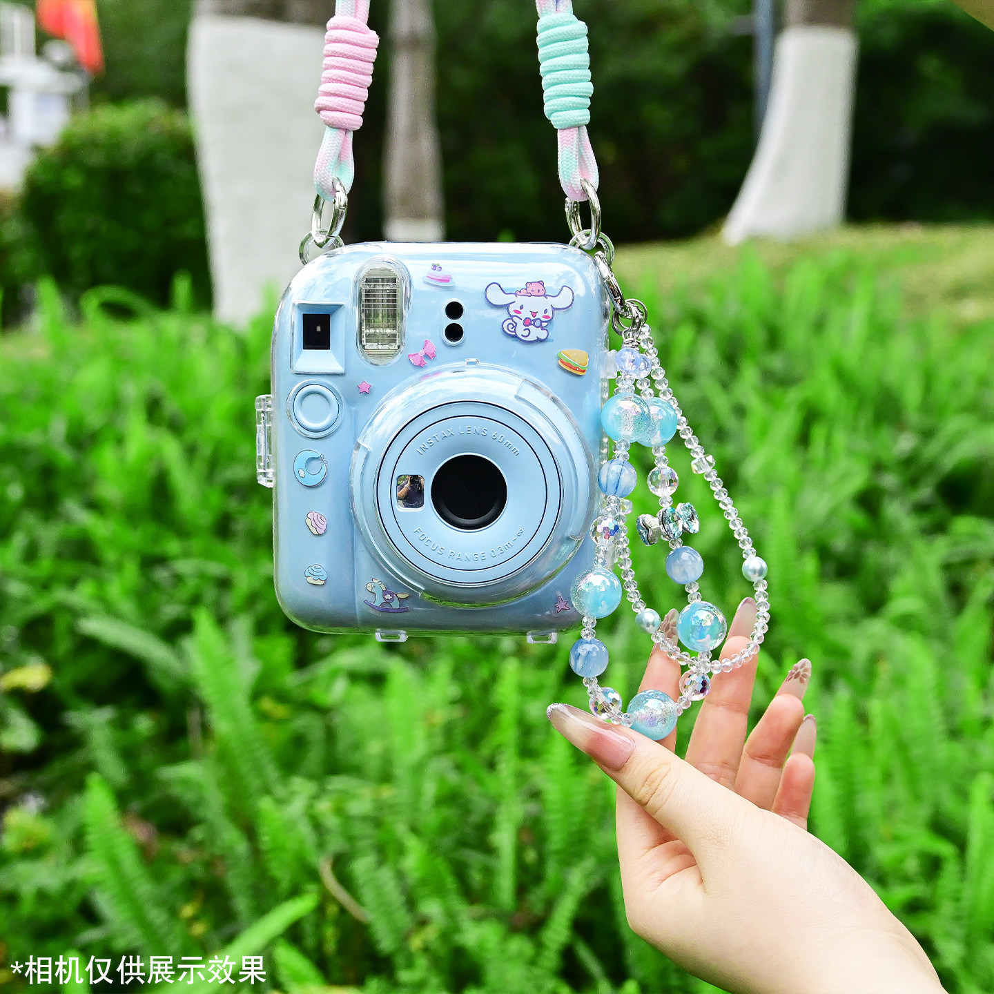 适用拍立得mini12保护套instax富士mini12保护套透明保护水晶壳硅胶套相机包收纳包硬壳子防摔防撞配件含背绳