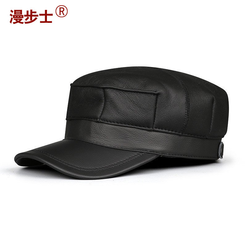 皮毛一体平顶帽冬季加厚羊毛帽子