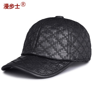 薄款真皮帽子男士秋冬季青年人棒球帽羊皮绣花帽学生保暖休闲男帽