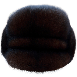 整张皮水貂帽子男中年貂毛老头鸭舌帽冬天保暖皮草棉帽护耳地主帽