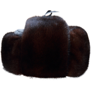 水貂雷锋帽男中老年貂毛裘皮皮草老人保暖爷爷貂皮帽子男整貂冬天