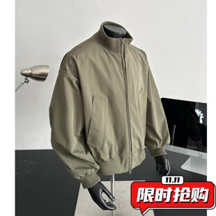 美式复古廓形飞行员夹克外套男春秋季新款潮牌立领棒球服短款ER08