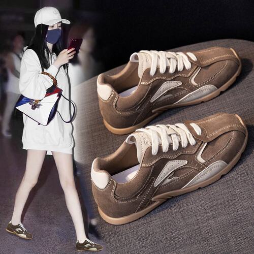德训鞋女2026春秋新款真皮复古增高休闲运动鞋女网红爆款阿甘C-16