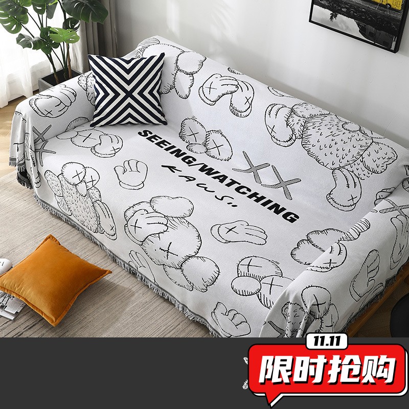 北欧ins风全盖沙发坐垫卡通流苏双面盖布巾四季通用防滑全包DA63