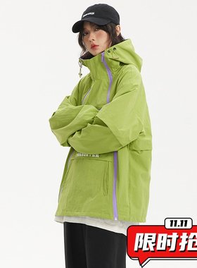 小众设计感山系户外冲锋夹克机能风双拉链设计日系复古外套上ER75