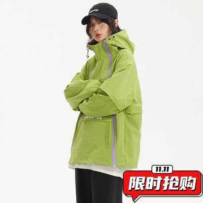 小众设计感山系户外冲锋夹克机能风双拉链设计日系复古外套上ER75
