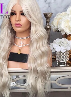 blonde girls golden hair wig front lace silk long curly hair