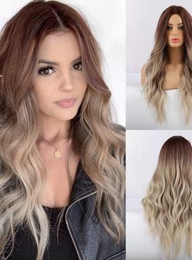 渐变蕾丝 Europe girls Gradient Cos hair party cury wigs ins