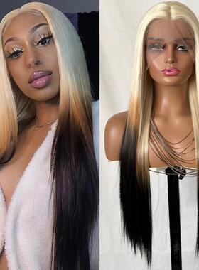 Ins 欧美风渐变长直发 13*4大面积蕾丝 Gradient straight hair