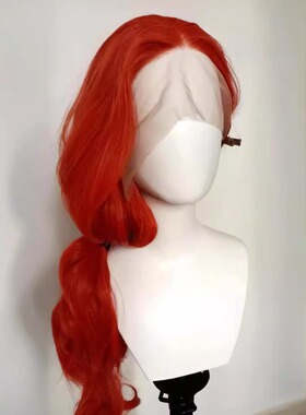 砖红色【手勾cos假发】13×4大蕾丝Cos表演大波浪假发毛胚 wigs