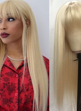 Cosplay girls bangs wig ins blonde long hair party 刘海假发