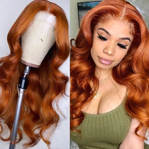 Front lace Orange long curly hair Cosplay big wave wigs 橙色